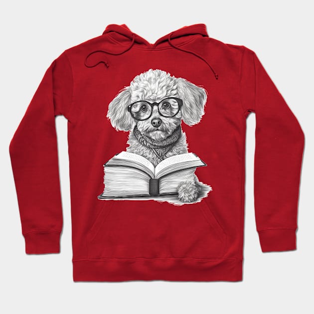 Poodle reading book Hoodie by Tees of Joy